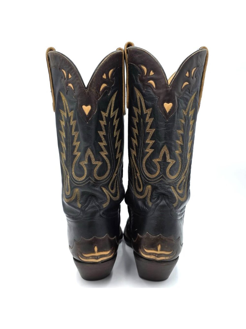 Liberty Boots Co Mens 12D Black Brown Leather Cowboy Western Biker Motorcycle - Picture 10 of 16